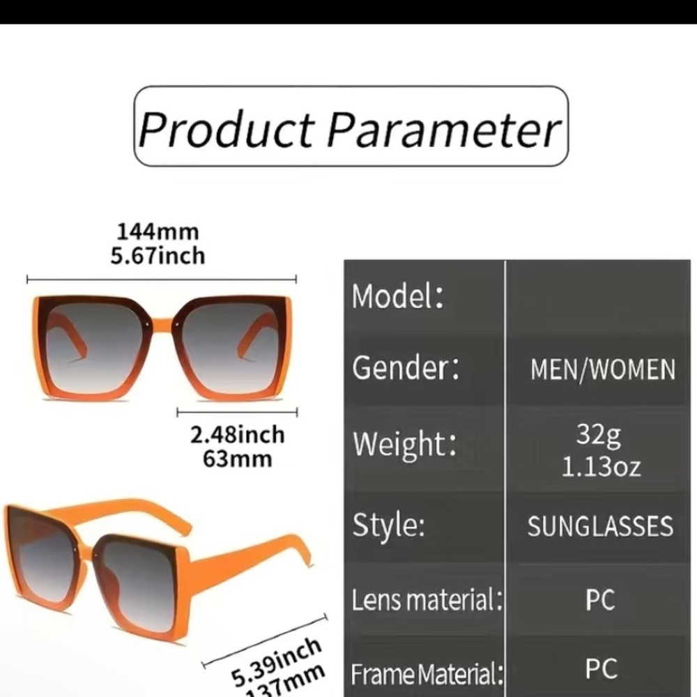 Orange square oversized sunglasses 🕶️ - Picture 6 of 7